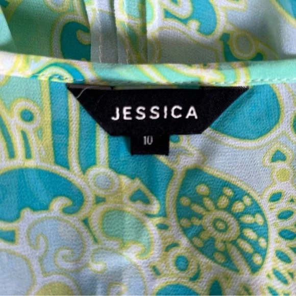 Jessica Green Multi-Pattern Ruffle Cap Sleeve Blouse - Picture 9 of 9